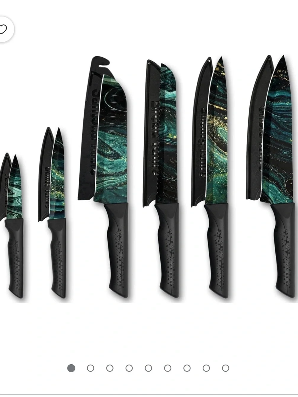 👨‍🍳🍴👩‍🍳  NULAS Knife Set, 6-PC Colorful Green Marble Pattern Knife Set. 👨‍🍳🍴👩‍🍳